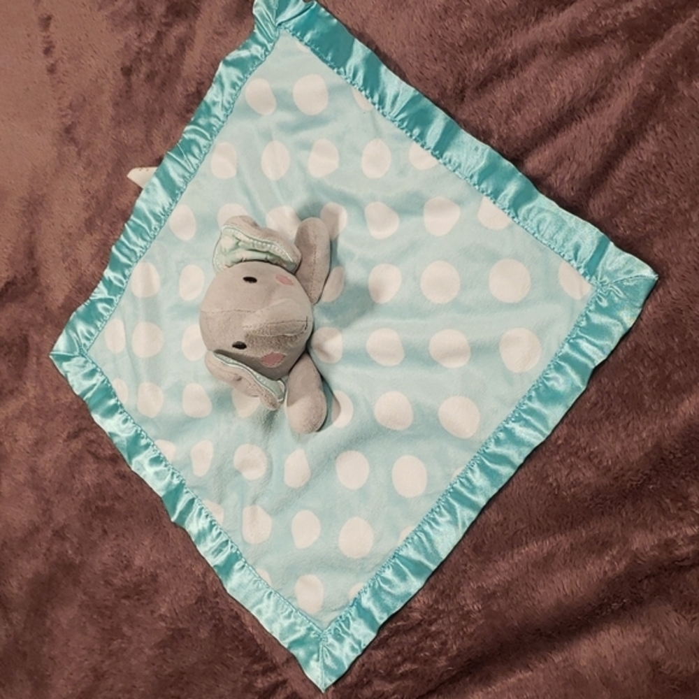 Circo Elephant Lovie Lovey Security Blanket Plush Baby Toy Polka‎ Dot Aqua Gray